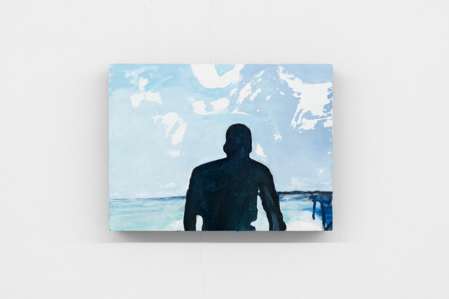 DonChristian Jones, Dad on the beach in Bermuda 1994, 2024, Oil on wood, 23 × 30.5 × 4cm. Photo credits: marytwo