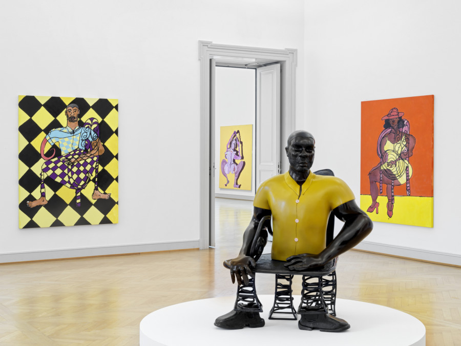 Tschabalala Self, Inside Out, Installation view, 2023, Kunstmuseum St.Gallen, Photo: Stefan Altenburger.
