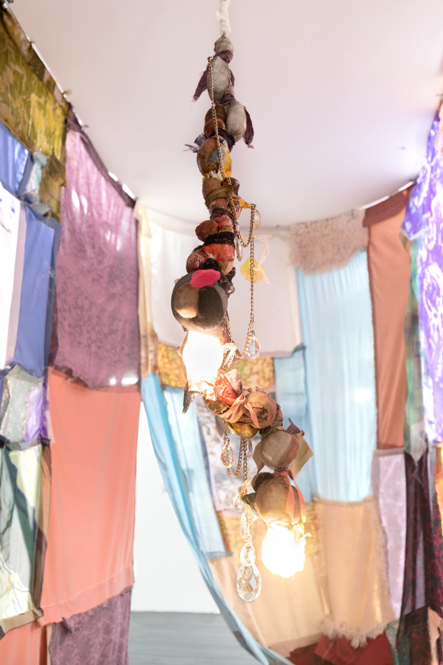 Viola Morini and Giacomo Giannatonio, ‘No child left behind’, 2021, Site-specific textile installation, Installation view at Last Tango, Zurich, 2023, photo by Luca Klett