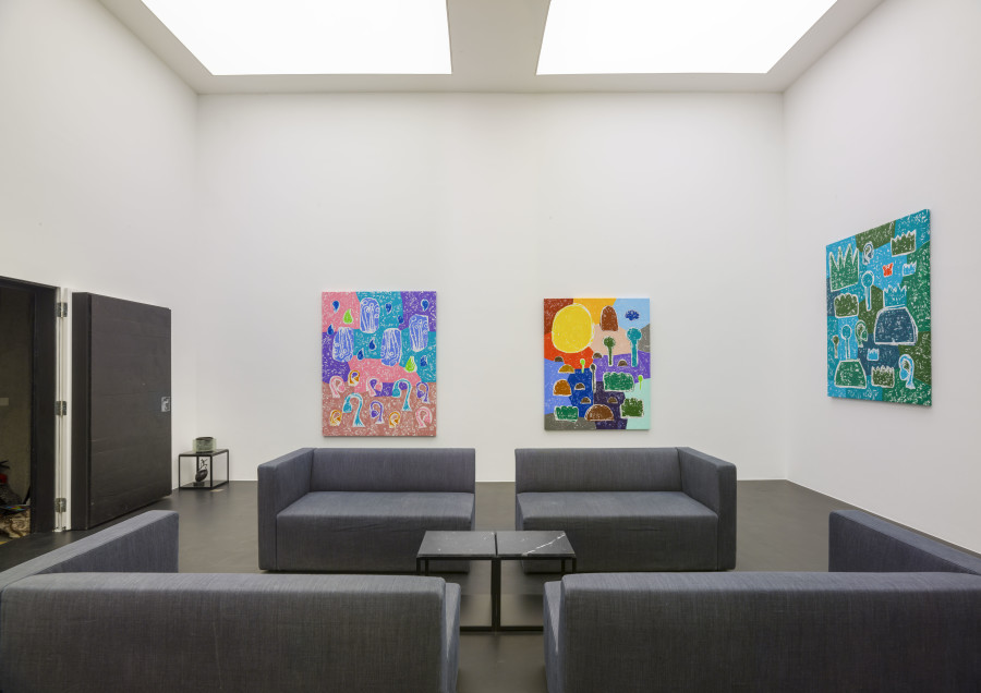 Installation View, Olaf Breuning: BIG DROPS at von Bartha, S-chanf, 27 March – 29 May 2021. Image courtesy the artist and von Bartha. Photo: Simon Schwyzer.