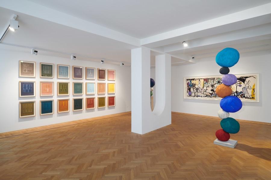 Installation shots of "After the storm" with works by Idris Khan and Annie Morris exhibited at Galerie Fabian Lang, Zurich, (9 June 2023 - 29 July 2023). Credit: Courtesy of artists and Galerie Fabian Lang. Copyright: © Fabian Lang