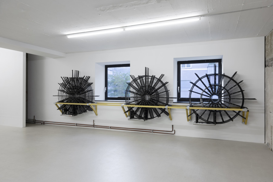 Recess and Incline (Basel, CH), 2023, steel, powder coating, aluminum joints, Christmas lights, dimensions variable. Photography: Gina Folly / all images copyright and courtesy of the artist and For