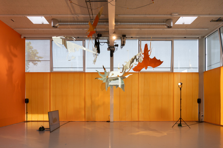 Installation view Derek Tumala Eyes Melted Gold. Natunaw na ginto ang mga mata, der TANK, Institute Art Gender Nature HGK Basel FHNW, 2025, photo: Finn Curry