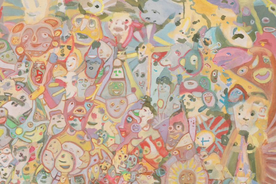 Ross Simonini – PAN III, 2023, milk paint & egg tempera on canvas, framed, 147 x 183 cm. ©2023 suns.works and the artists. Photography: Flavio Karrer