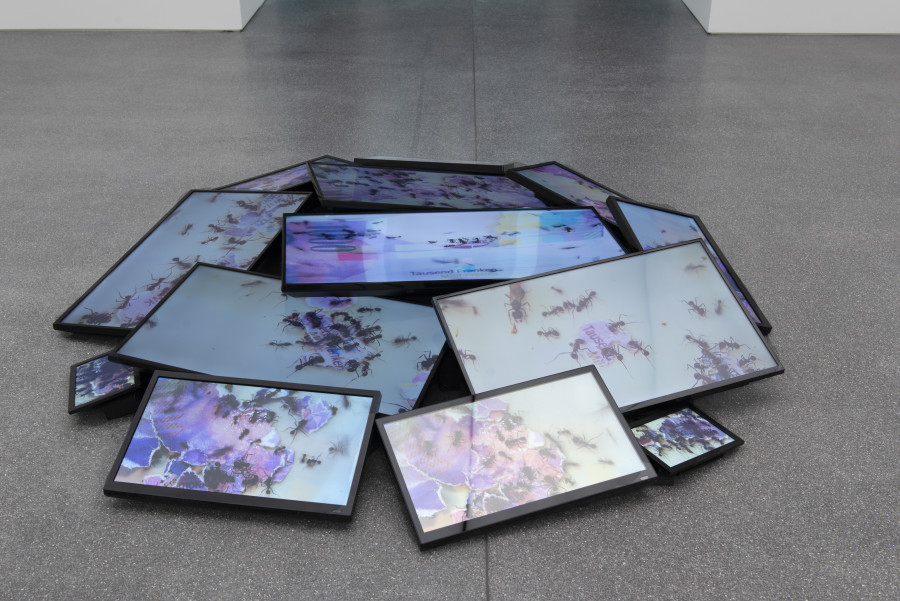 Ursula Palla, Tausend 2 Part 2, 2014, Videoinstallation, 12 Monitore, 3-5 Min, ohne Ton.