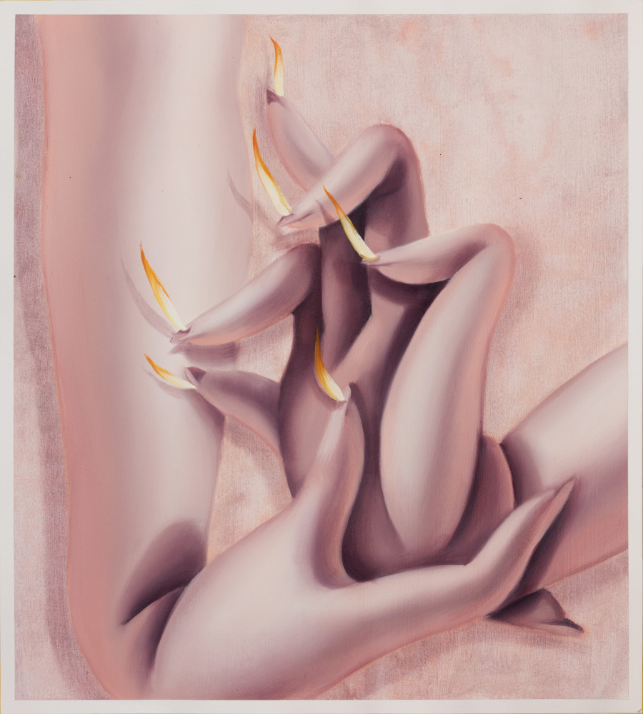 Sarah Slappey, Nail Burn, 2020. Oil on paper, 50.8 x 45.7 cm, 20 x 18 in. Photo Credit: Annik Wetter.