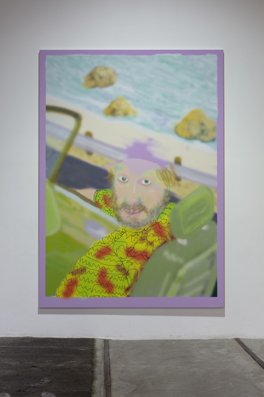 Michael Williams, Mauve Dog, 2020, Tintenstrahldruck auf Leinwand, 297 × 214 cm, © Michael Williams. Courtesy der Künstler und Galerie Eva Presenhuber, Zürich und New York, Foto: Stefan Rohner