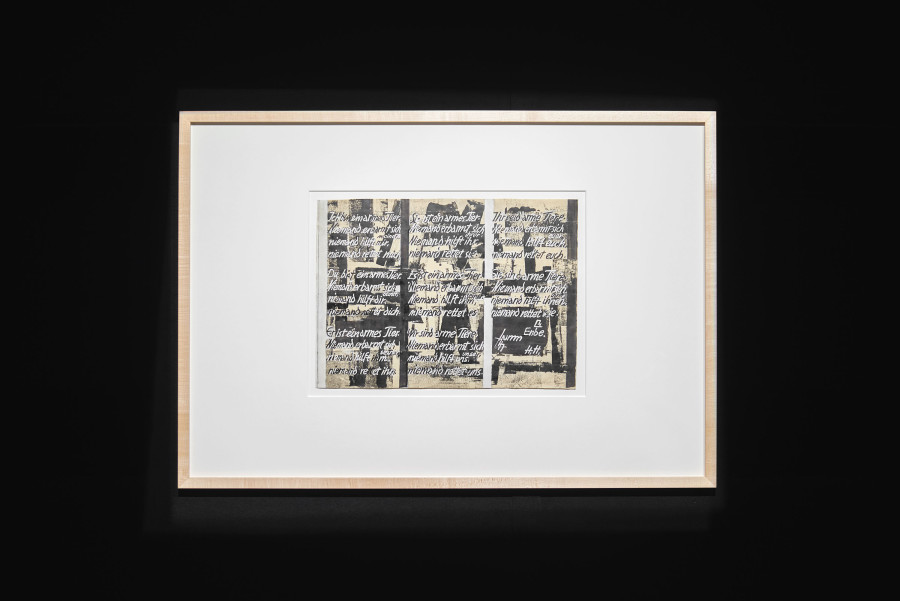 Installation view, Bizarre Silks, Private Imaginings and Narrative Facts, etc., an exhibition by Nick Mauss, view on Hannah Höch, Ich bin ein armes Tier, 1959, Kunsthalle Basel, 2020. Photo: Philipp Hänger / Kunsthalle Basel