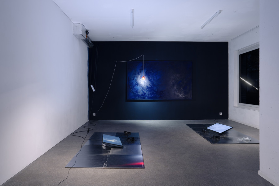 Exhibition view, a night of barely an hour and a half, Alex Ghandour & Juli Sando, Espace 3353, Geneva, 2025. Photo credit: asap slow
