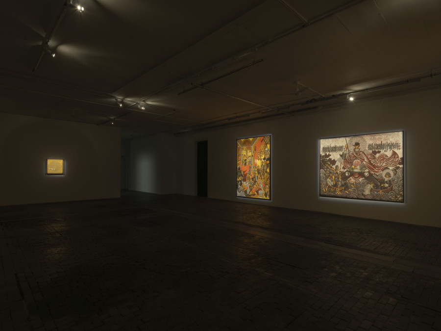 Exhibition view of Re/member Your House with the project the AfroGreeks by Døcumatism and a solo show by Menelaos Karamaghiolis at Centre d’Art Contemporain Genève (November 1st‒December 23, 2023). © Centre d’Art Contemporain Genève. Photo: Julien Gremaud