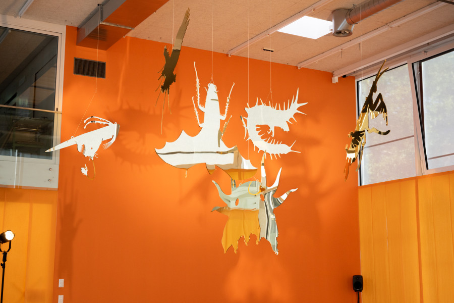 Derek Tumala, Animal Apocalypse, 2025, Installation view Eyes Melted Gold. Natunaw na ginto ang mga mata, der TANK, Institute Art Gender Nature HGK Basel FHNW, 2025, photo: Finn Curry