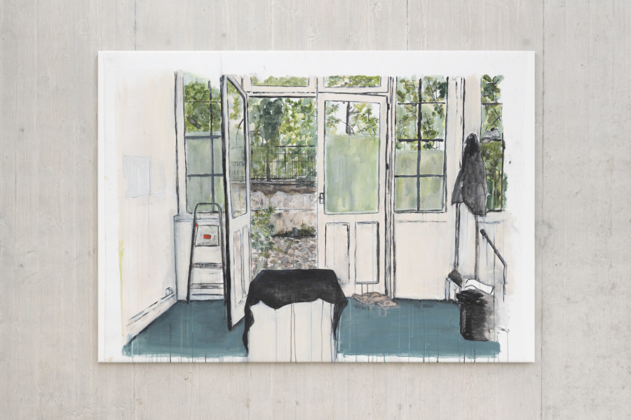 Tamara Al-Samerraei, Studio Titon 2, 2025. Courtesy of the artist and Marfa’ Projects, Beirut. Installation view Kunsthaus Baselland 2026. © Kunsthaus Baselland. Photo: Finn Curry / Kunsthaus Baselland