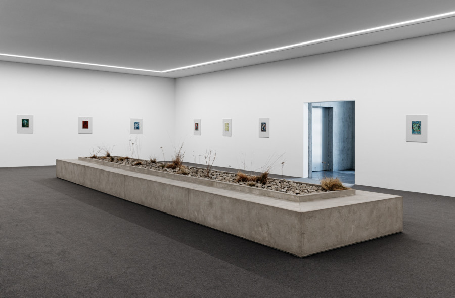 Camillo Paravicini,
Installationsansicht mit "Bank", 2021 (vorne Mitte)