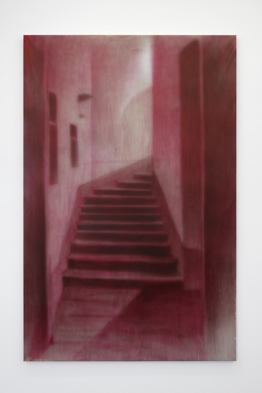 Will Sheldon, Untitled (Red), 2022, Airbrushed acrylic on canvas, 216 × 140 cm. Courtesy: Weiss Falk and the Artist. Photo: Gina Folly