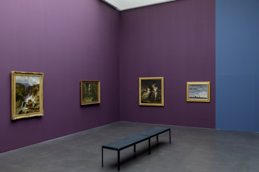Ausstellungsansicht schön?! Ästhetische Betrachtung der Sammlung, Kunstmuseum Luzern, 2025, mit Werken von Johann Heinrich Füssli, Johann Gottfried Steffan, Félix Vallotton und Robert Zünd. Foto: Marc Latzel