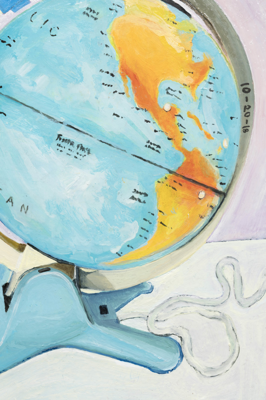 DonChristian Jones, Fisher Price Globe (You’re In the Hood Now Baby) (detail), 2024, Oil on wood, 25.5 × 20.5 × 4cm. Photo credits: marytwo