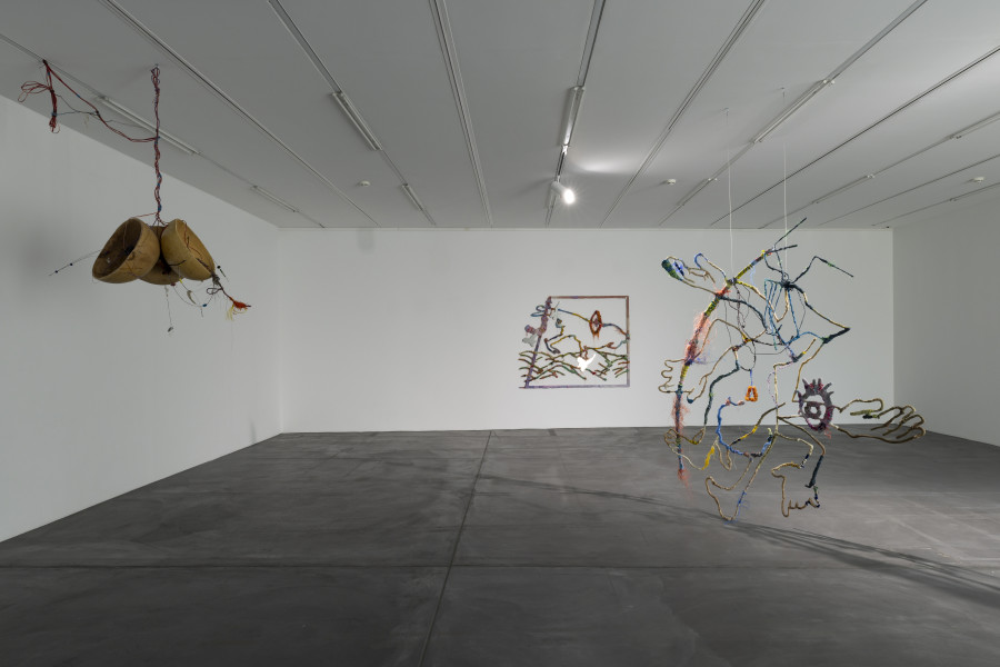 Installation view ‘Julien Creuzet - Orpheus was musing upon braised words (...)’, Luma Westbau, Zurich, 2023. Photo: Nelly Rodriguez