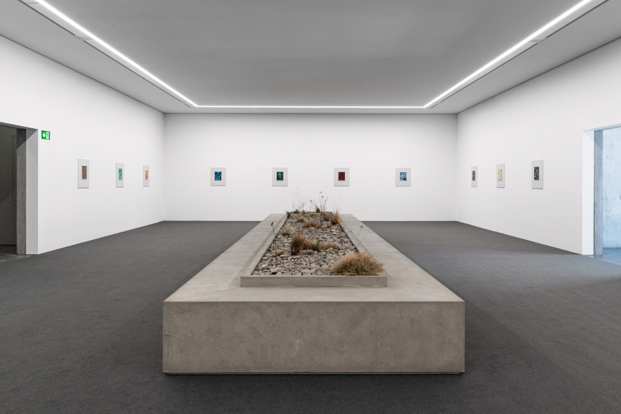 Camillo Paravicini,
Installationsansicht mit "Bank", 2021 (vorne Mitte)