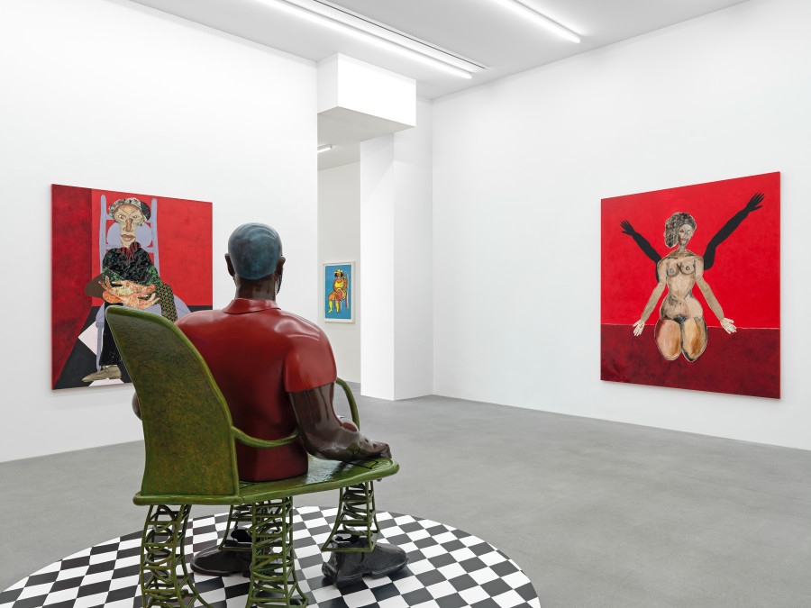 Installation view, Tschabalala Self, Spaces and Places, Galerie Eva Presenhuber, Zurich, Maag Areal, 2023. Courtesy the artist and Galerie Eva Presenhuber, Zurich / Vienna Photo: Stefan Altenburger Photography, Zürich