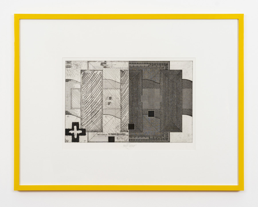 Johannes Gachnang - Skizzenblatt für Kasimir Malewitsch I, 1971, etching, framed. ©2024 suns.works and the artists. Photography: Claude Barrault