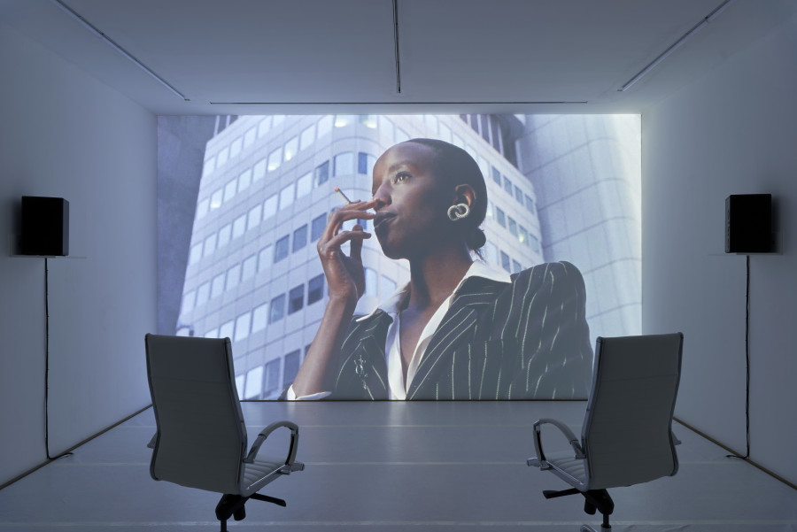 Valentin Noujaïm, La Défense Volume II – To Exist Under Permanent Suspicion, 2023, installation view, in: Valentin Noujaïm, PANTHEON, Kunsthalle Basel, 2025, photo: Philipp Hänger / Kunsthalle Basel