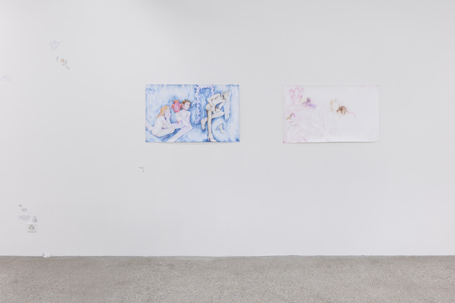 Exhibition View Group Show « All my loved ones like to fight »; view on Luca Frati, Please, be tender, 2023 at CALM – Centre d’Art La Meute, Lausanne, 2023 / Photo: Théo Dufloo / Courtesy the artist and CALM – Centre d’Art La Meute