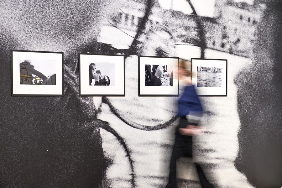 Installation view of the exhibition Jean-Jacques Lebel with L'enterrement de la Chose de Tinguely, 1960, archived photo documents, photos Virginia Dortch Dorazio / The Estate of Virginia Dortch Dorazio. © 2022 Museum Tinguely, Basel; photo: Daniel Spehr