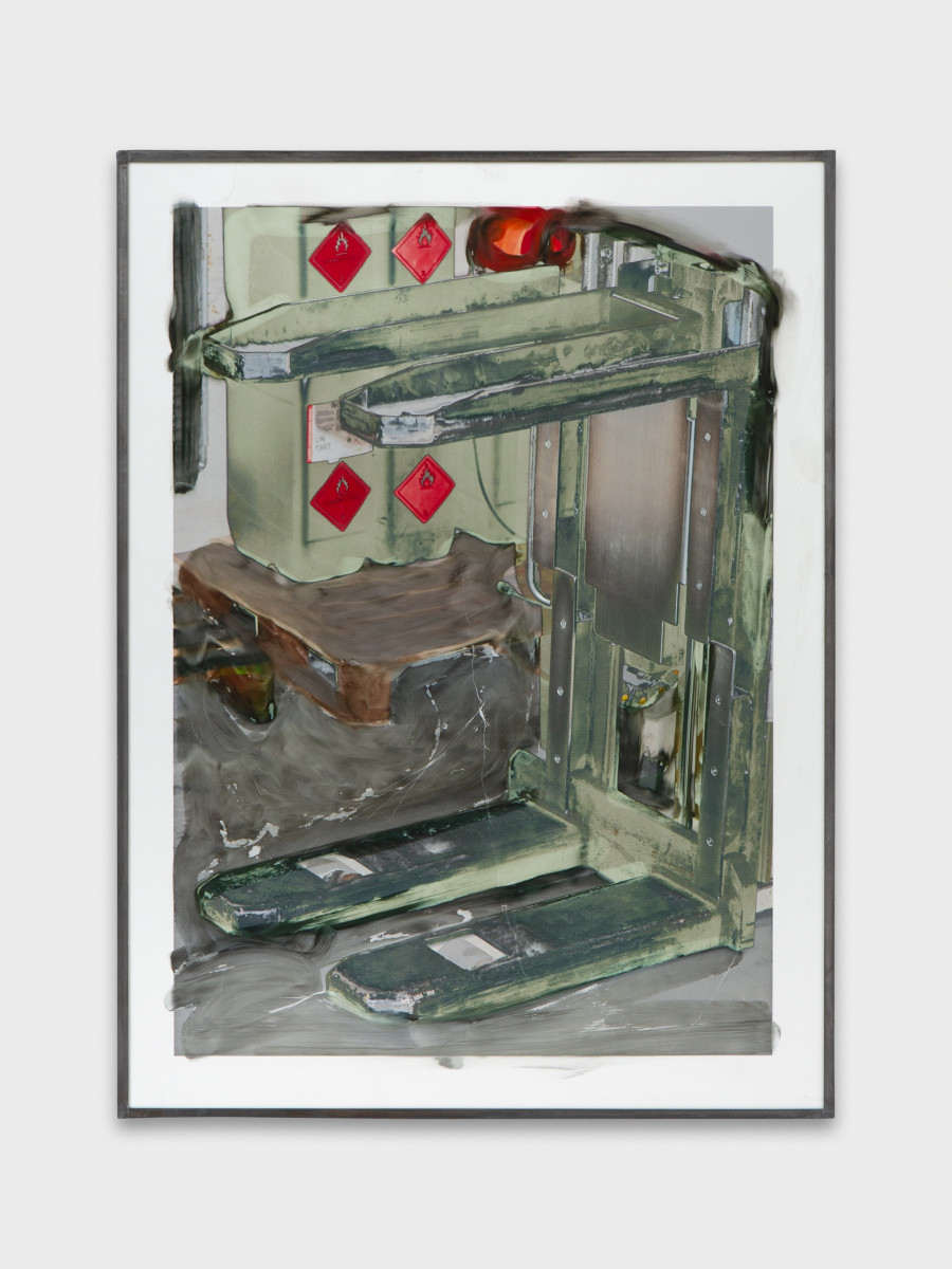 Jean-Vincent Simonet, Untitled (heirloom), 2022, Inkjet print on plastic foil, fingertips intervention, handmade lead frame, anti-reflective glass, 42 × 31cm. Photography: Philipp Rupp / Julien Gremaud. Courtesy of Sentiment and the artist