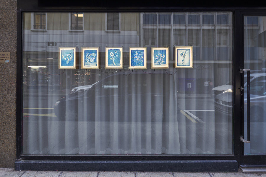 Exhibition view, Cyril Vandenbeusch, Fleurs bleues, Art au Centre Genève, 2022-2023. Photo credit: Thomas Maisonnasse