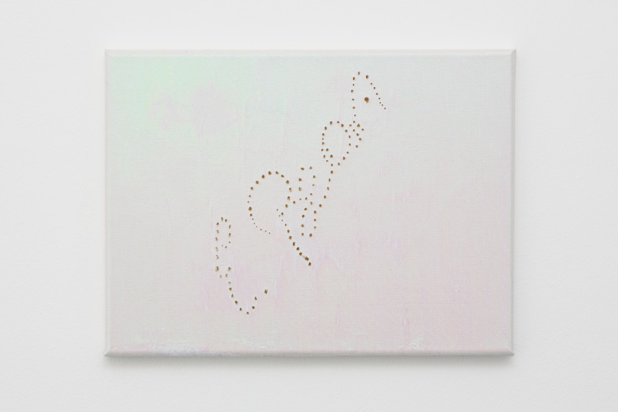 Valentina Vaccarella, Manon des Sources, 2026. Organza and holes on canvas. 23 × 30.5 cm. Photo credit: Philipp Rupp