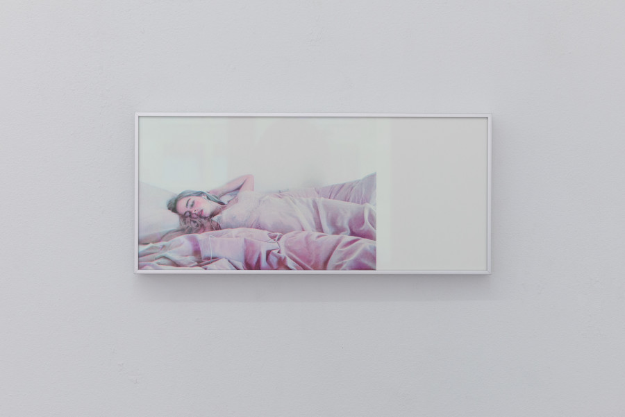 Exhibition view, Moniker, HAMLET, Zürich, 2025. Gaia Del Santo, Addison Rae (after Addison Rae), 1-7, 2025, 7 Risograph prints on Lessebo 240g (10+ 1 AP), 17 x 38 cm