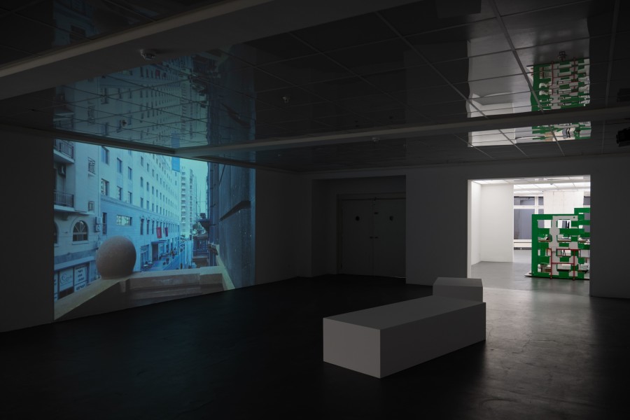 Lea Fröhlicher, Yerevan for the Time Being, 2021; Nicolas Sarmiento, Live reduction, 2022. Installation view Kunsthaus Baselland 2022. Photo: Finn Curry