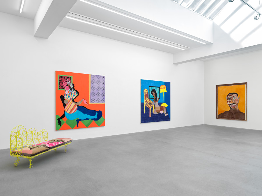 Installation view, Tschabalala Self, Spaces and Places, Galerie Eva Presenhuber, Zurich, Maag Areal, 2023. Courtesy the artist and Galerie Eva Presenhuber, Zurich / Vienna Photo: Stefan Altenburger Photography, Zürich