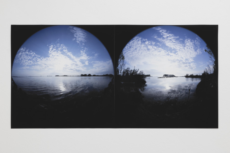 Emanuel Rossetti, Sunset (2), 2024. UltraChrome HDR ink on Enhanced Matte paper, mounted on linen, 110 x 220 cm. Emanuel Rossetti, Stimmung, installation view, Kunsthaus Glarus, 2024. Photo: Gina Folly. Courtesy of the artist, Karma International, Zurich and Jan Kaps, Cologne.