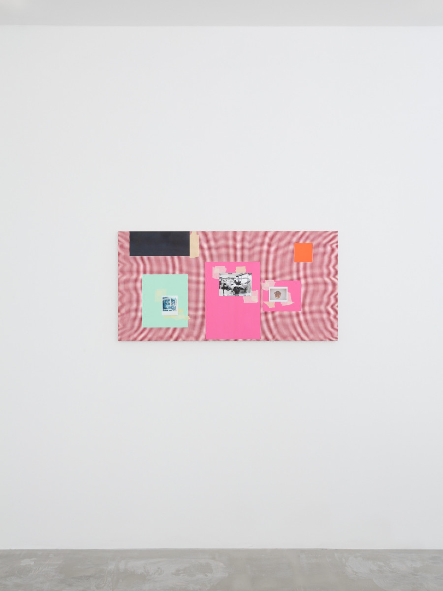 Angélique Heidler, Lamentation Subconsciente, 2024. Acrylic and collage on textile. 60 × 120 × 3.5 cm. Photo credit: Philipp Rupp