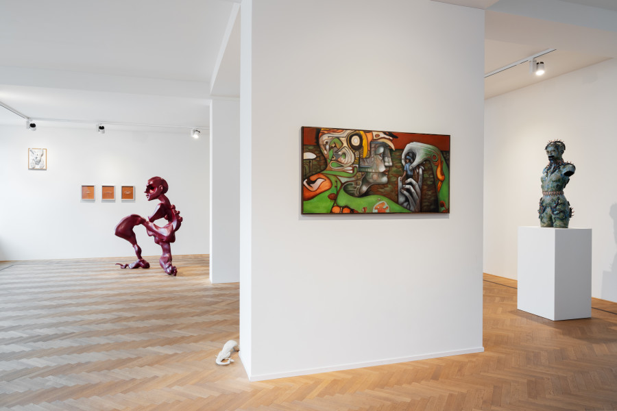 Installation shots of "Creatures & Masks", exhibited at Galerie Fabian Lang, Zurich, (29 February - 13 April 2024). Credit: Courtesy of the artists and Galerie Fabian Lang. Copyright: © Galerie Fabian Lang