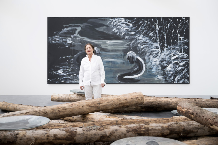 Ursula Reuter Christiansen in her exhibition, Auf Messers Schneide, von Bartha, 2023. Photo: Andreas Zimmermann / von Barth. Courtesy of the artist and von Bartha.