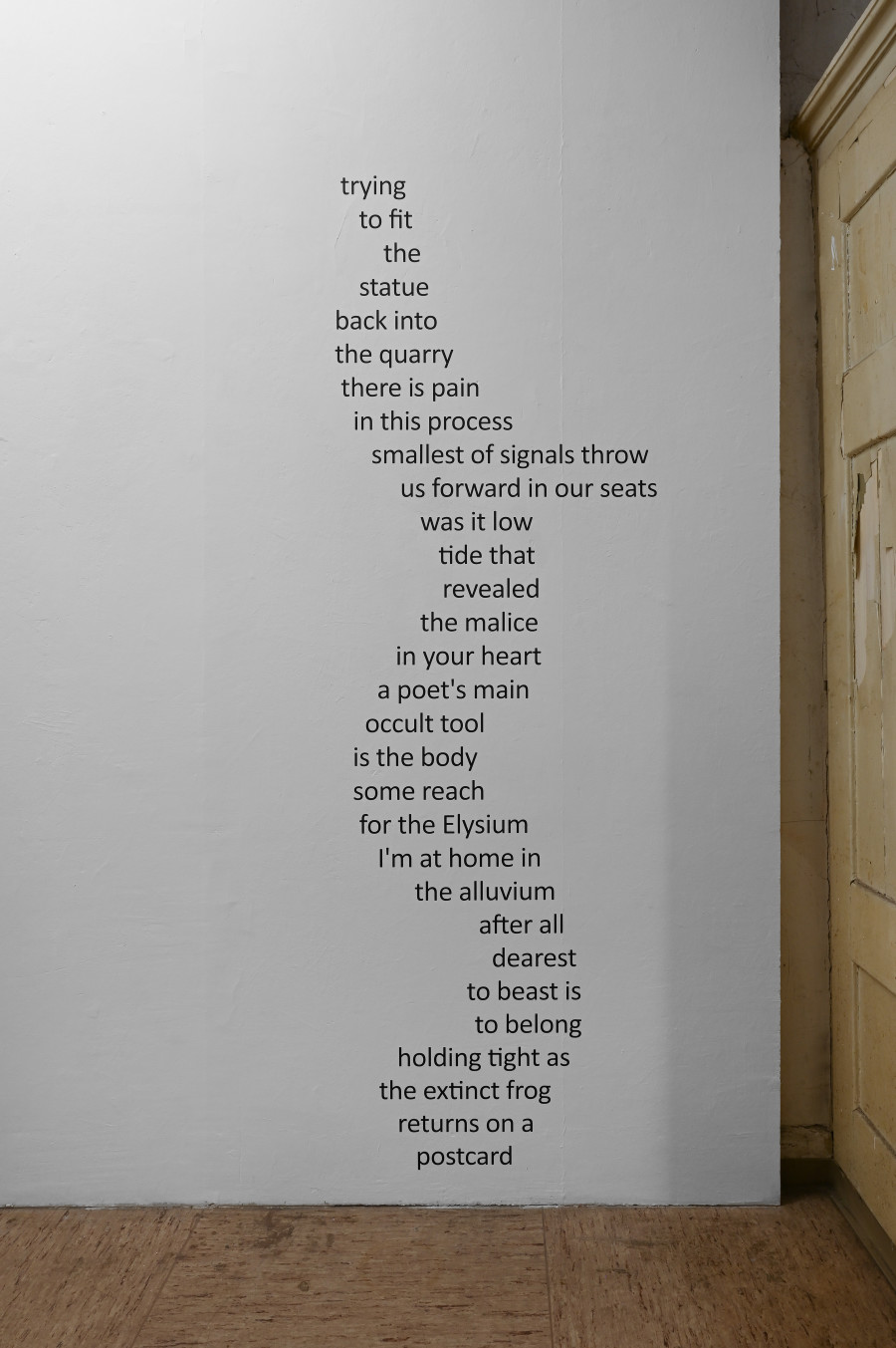 CAConrad, "Poem from First Light," 2025, dimensions variable, CAConrad, Jan Domicz, Gina Folly, Germaine Koh, Devin T. Mays, Sean Morel (organized by u), "Brain in a Pipe" at Kaiserwache, Freiburg im Breisgau, 2026. Images courtesy of the artists and Kaiserwache. Photo: Stefan Lux.