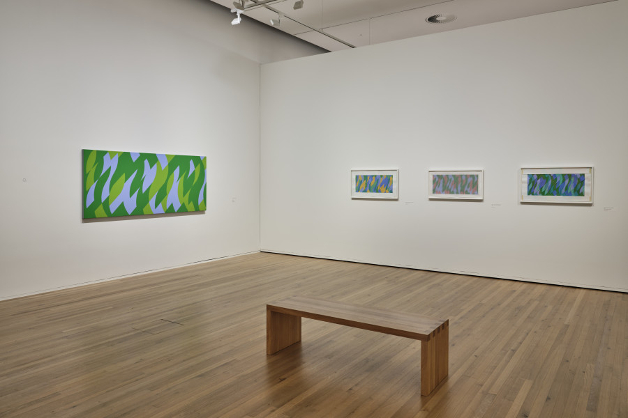 Exhibition view, Bridget Riley, Looking and Seeing, Doing and Making, Zentrum Paul Klee, 2022. Photo: Rolf Siegenthaler, © Zentrum Paul Klee, Bern.