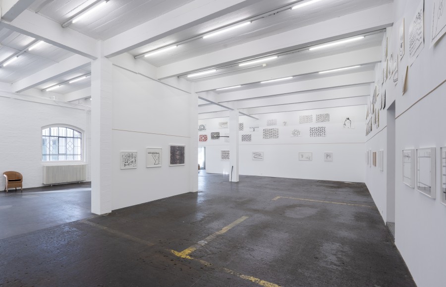 Sam Porritt, «One Thing After Another (Drawings 2005–2025)» exhibition view, 2025. Photo: Kunst Halle Sankt Gallen, E. Sommer.