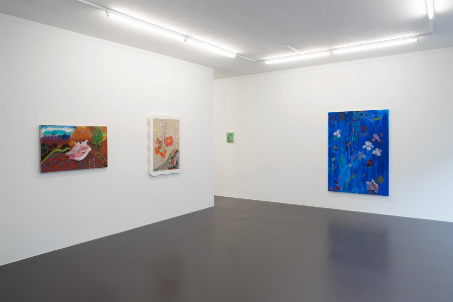 Exhibition view, Emily Sundblad, The Crocodile and the Seashell, Weiss Falk, 2021. Photo: Flavio Karrer