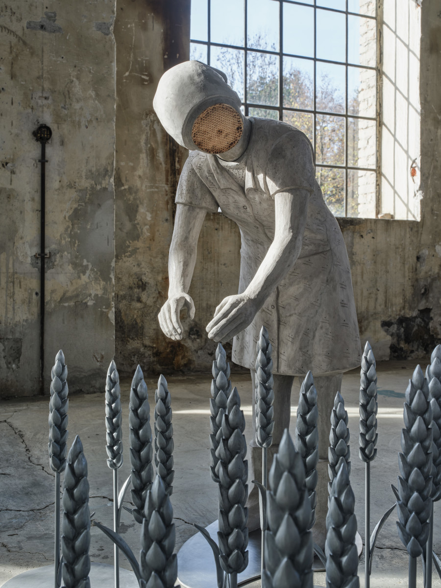 Anna Hulačová, 'Wheat Harvest' (2025), installation view 'Bucolica', Kunstraum Dornbirn, 2025, Photo Günter Richard Wett, © Anna Hulačová, courtesy of the artist and hunt kastner, Prague.