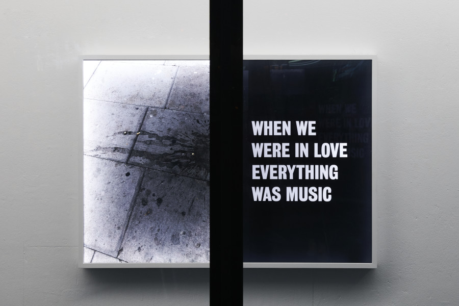Tim Etchells, Music, 2021. Archival Duratrans print, wood, LEDs, plexiglas, acrylic paint. 87 x 122 x 6.5. Edition of 3 (+1 AP). Courtesy of the artist and VITRINE. Photographer: Nici Jost.