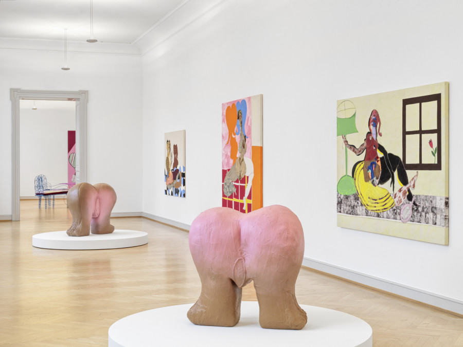 Tschabalala Self, Inside Out, Installation view, 2023, Kunstmuseum St.Gallen, Photo: Stefan Altenburger.