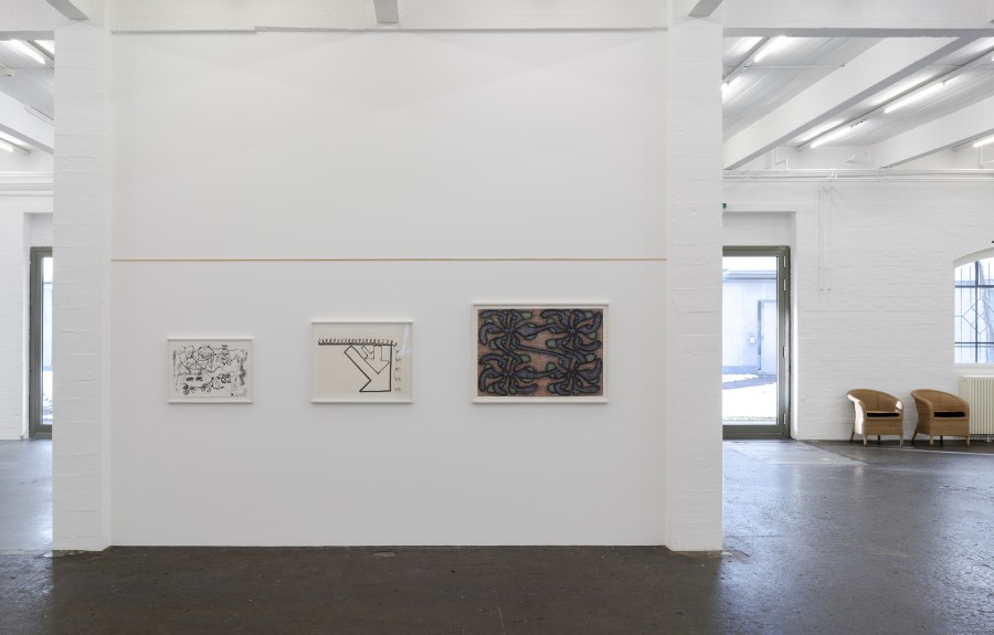 Sam Porritt, «One Thing After Another (Drawings 2005–2025)» exhibition view, 2025. Photo: Kunst Halle Sankt Gallen, E. Sommer.