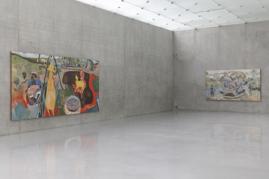 Michael Armitage, Installation view third floor Kunsthaus Bregenz, 2023 Photo: Markus Tretter. Courtesy of the artist, The Museum of Contemporary Art, Los Angeles and Private Collection. © Michael Armitage, Kunsthaus Bregen