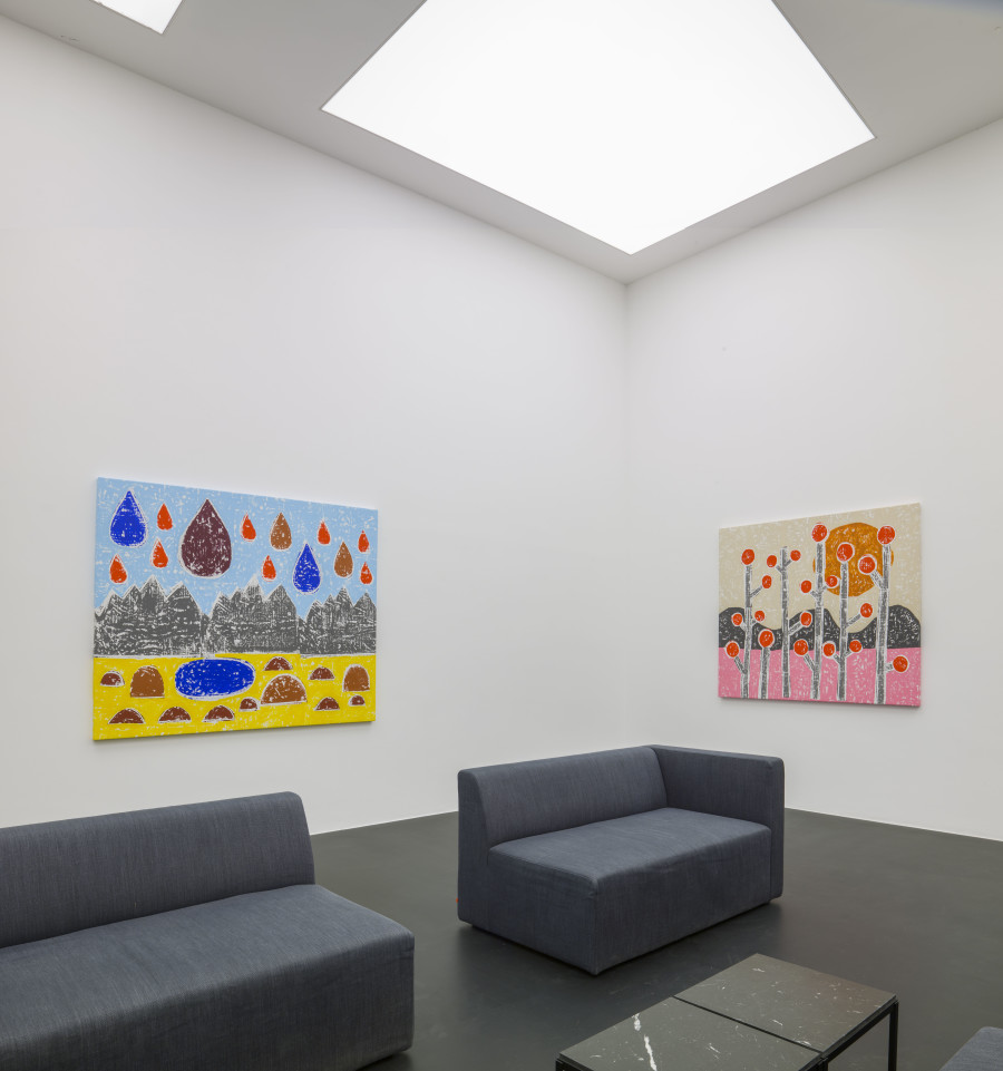 Installation View, Olaf Breuning: BIG DROPS at von Bartha, S-chanf, 27 March – 29 May 2021. Image courtesy the artist and von Bartha. Photo: Simon Schwyzer.