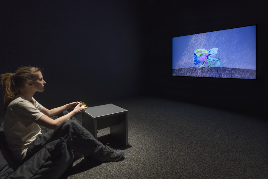 Libby Heaney, Q is Climate (?), 2023, «Libby Heaney: Quantum Soup», 2024, HEK, photo: Franz Wamhof