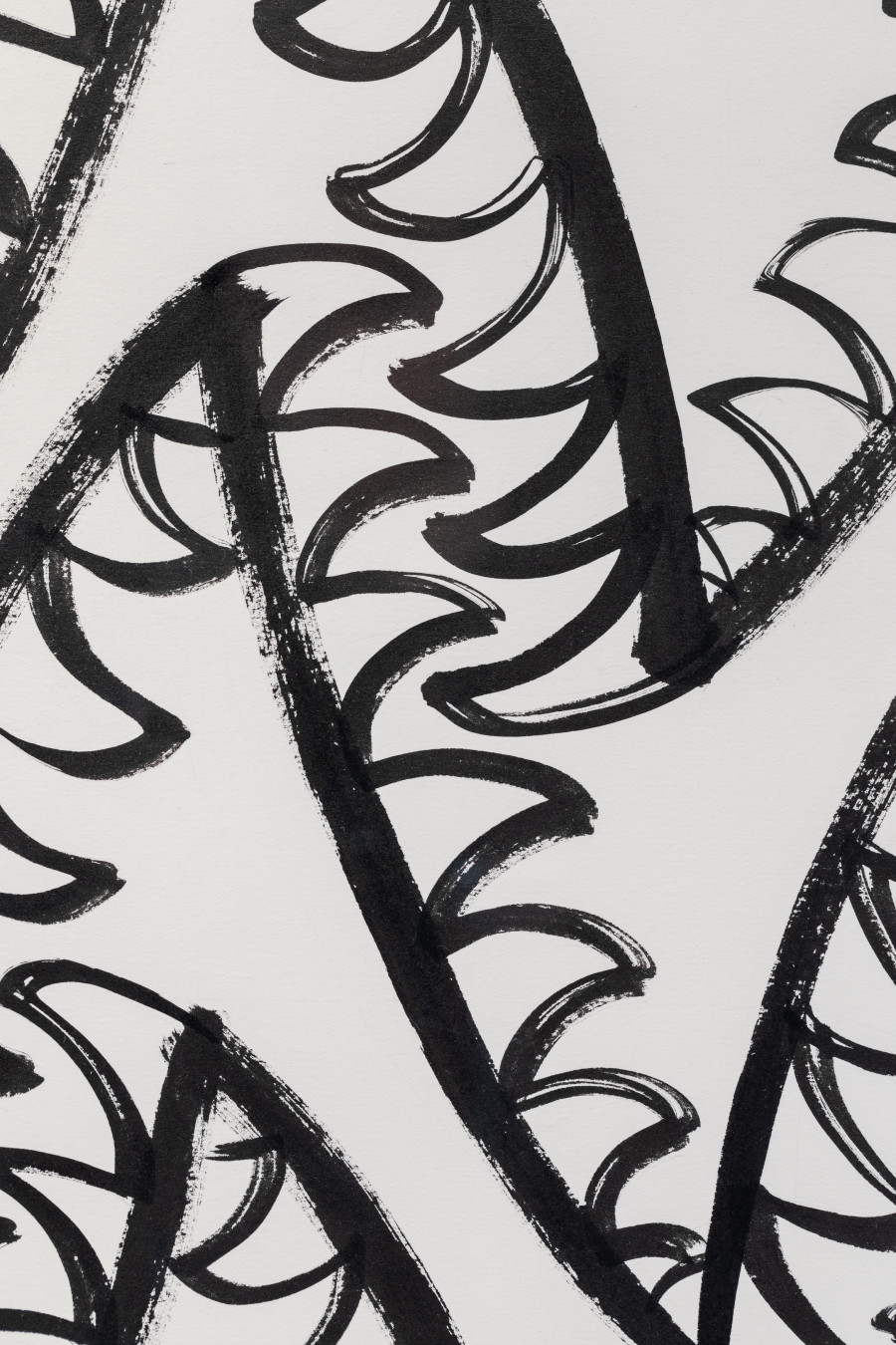 Sam Porritt, Springing Traps (detail), 2021, Brush and Ink on Paper, 70x 100. Photo: Kilian Bannwart