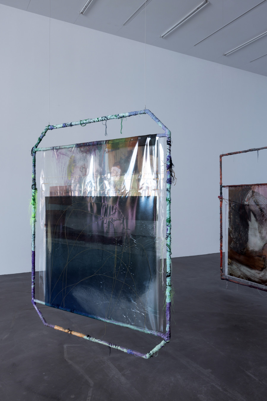 Installation view ‘Julien Creuzet - Orpheus was musing upon braised words (...)’, Luma Westbau, Zurich, 2023. Photo: Nelly Rodriguez